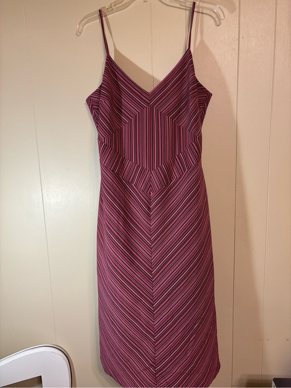 Esprit Fitted Pink & Black Striped Midi Slip Dress